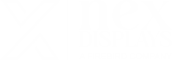 Nex displays white logo